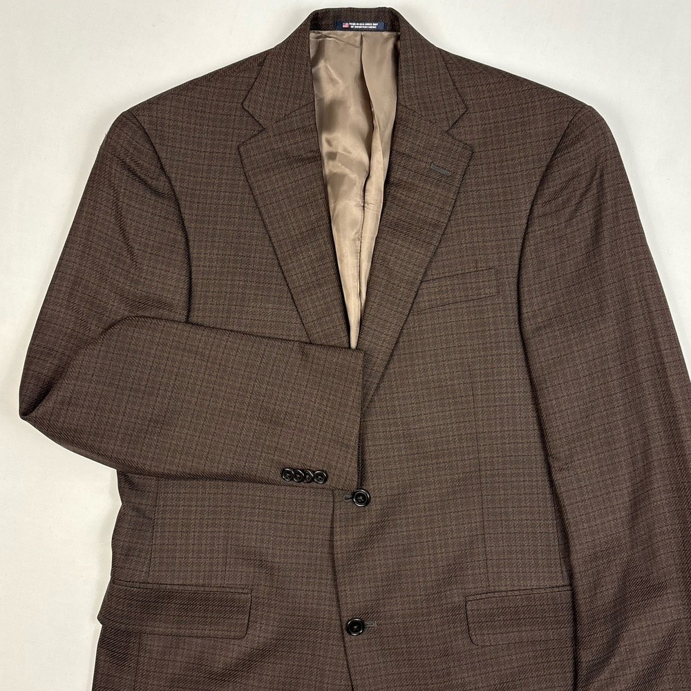 Hart Schaffner Marx/Dillard's Wool Glen Plaid Check Sport Coat Brown Union USA